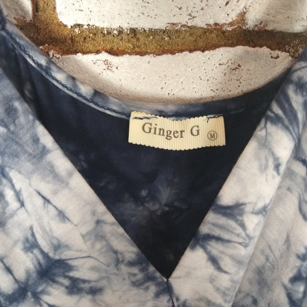 Ginger G Tie Dye ROMPER Blue & White Sz M - Picture 7 of 8